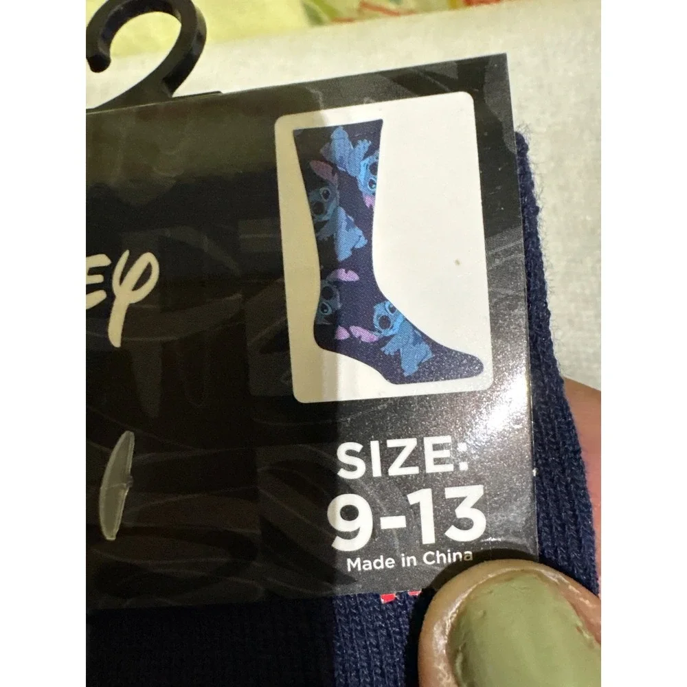 Disney‎ Stitch Eeyore Crew Socks Size 9-13 Character Socks NWT Blue Purple